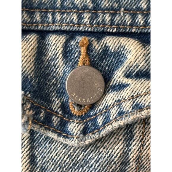 AllSaints Distressed Denim Jacket Vintage Wash Size Small - Picture 3 of 9